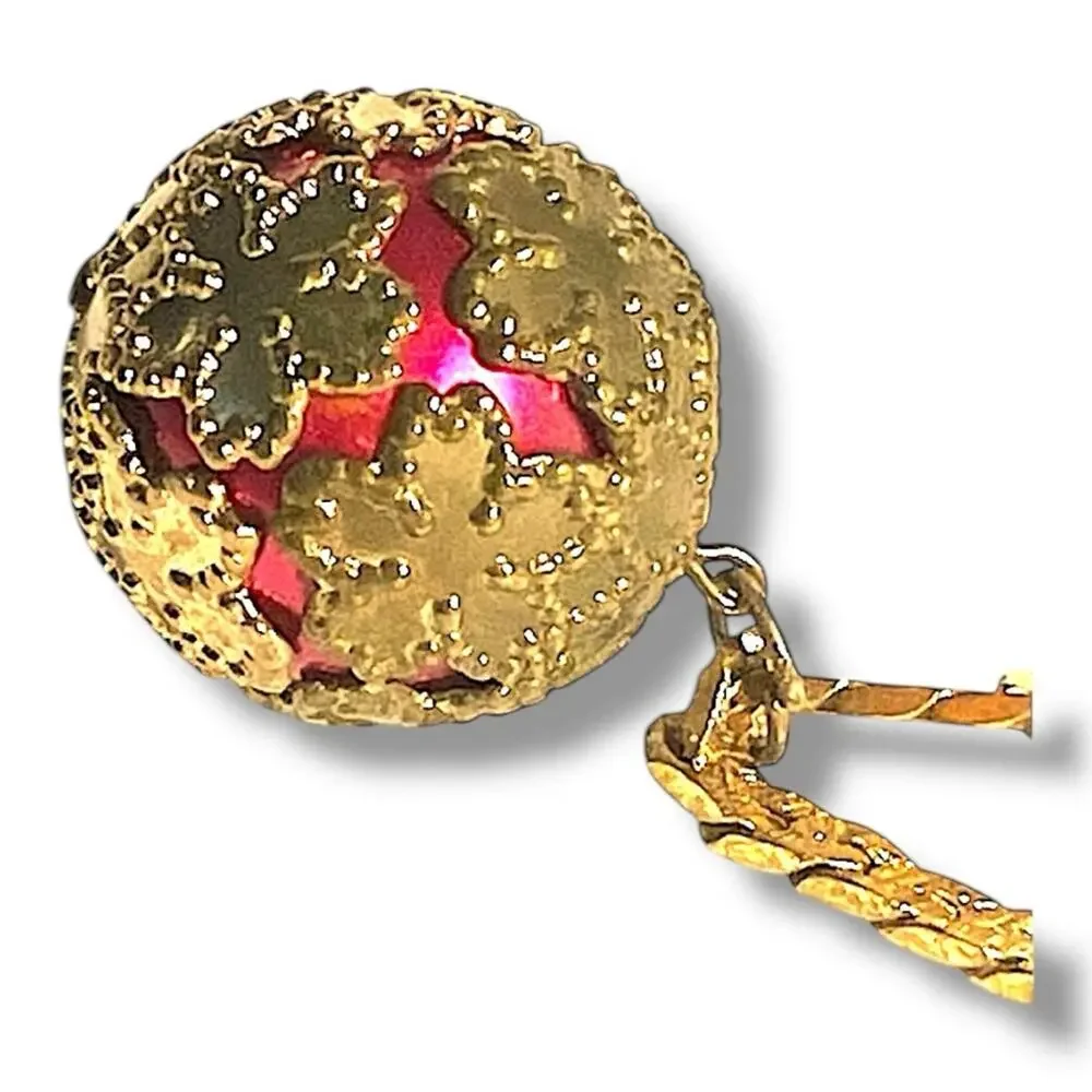 Vintage Red & Gold Tone Sphere Necklace